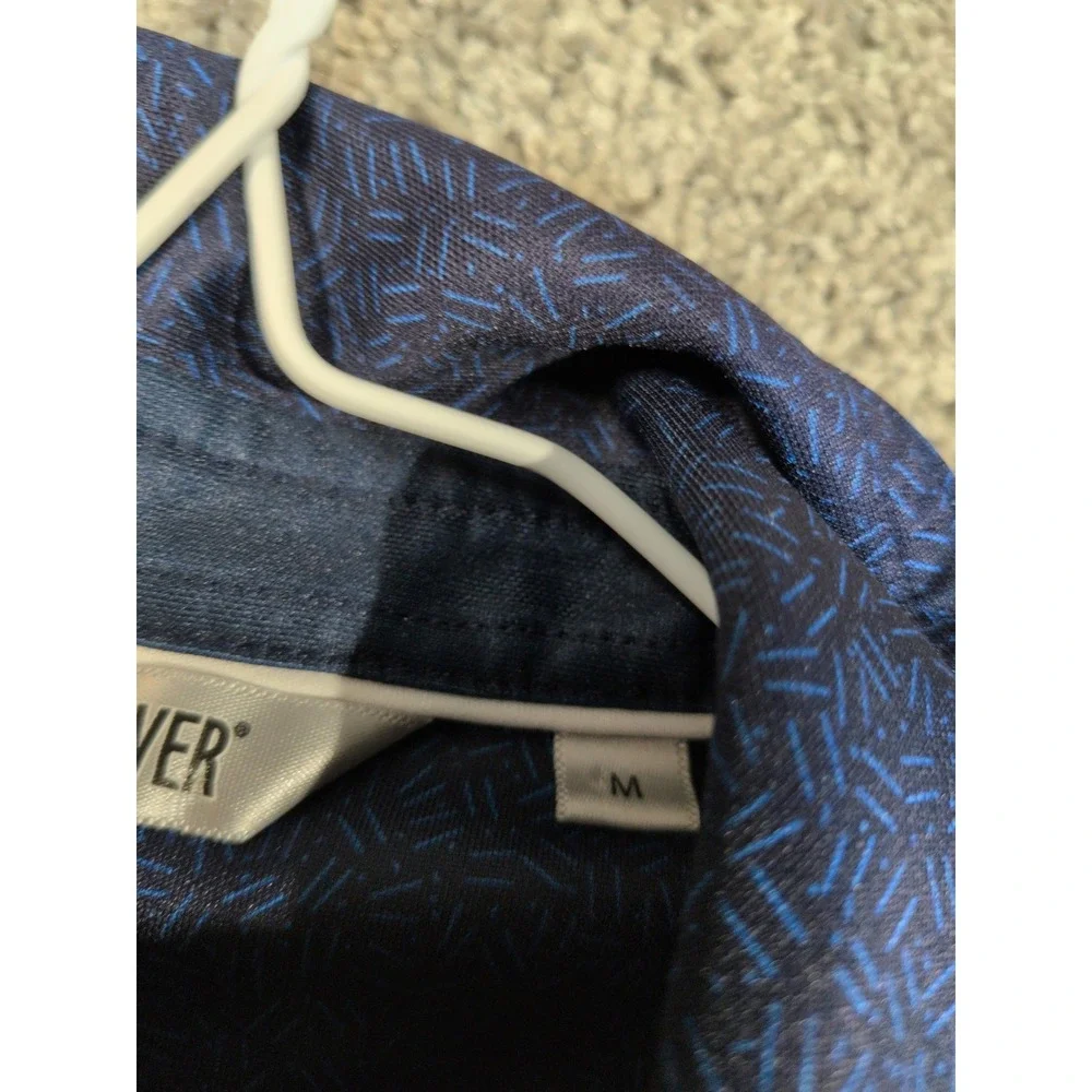 Black Clover Mens Live Lucky Golf Polo Navy Blue Geometric‎ Pattern Size M BC